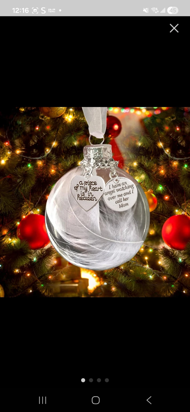 Memorial Ornament with Feather & Heart Charms