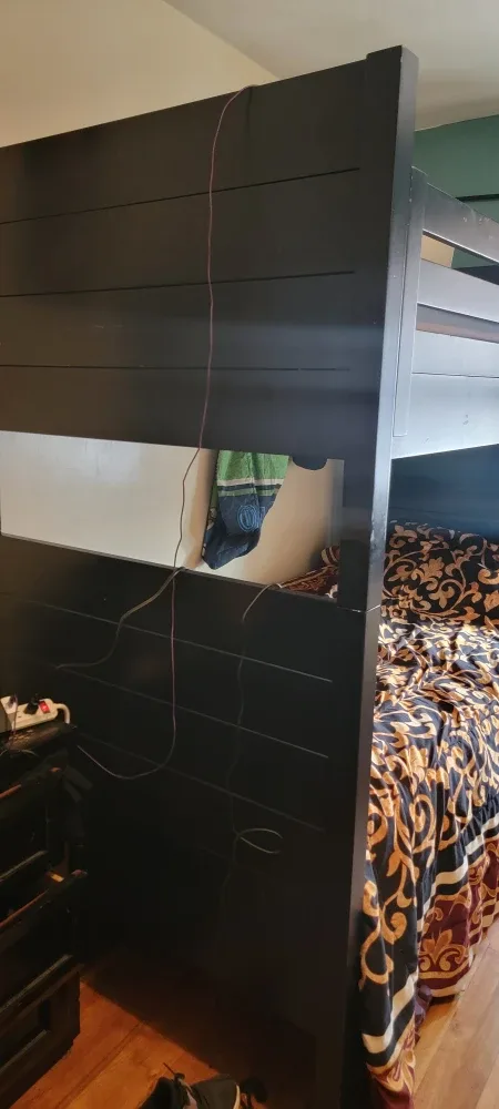 Black Bunk Bed Frame with Ladder solid wood twin size image indicator(2)