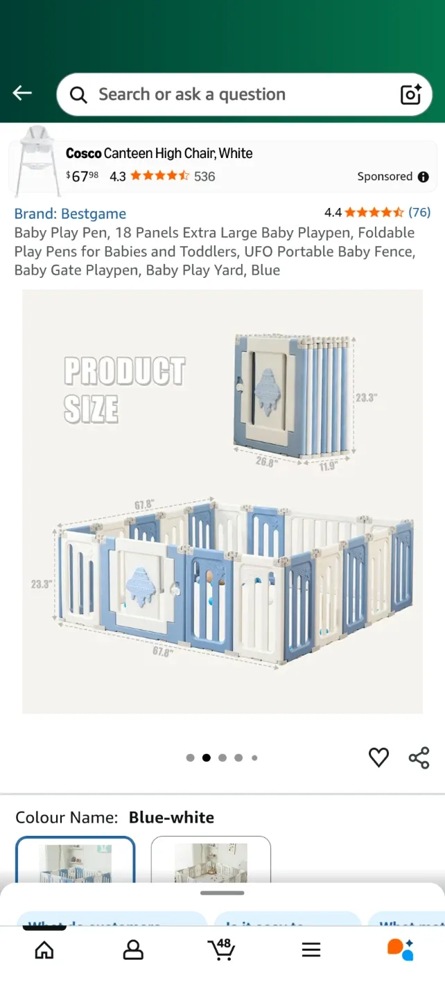 Bestgame Baby Play Pen - Blue & White image indicator(2)