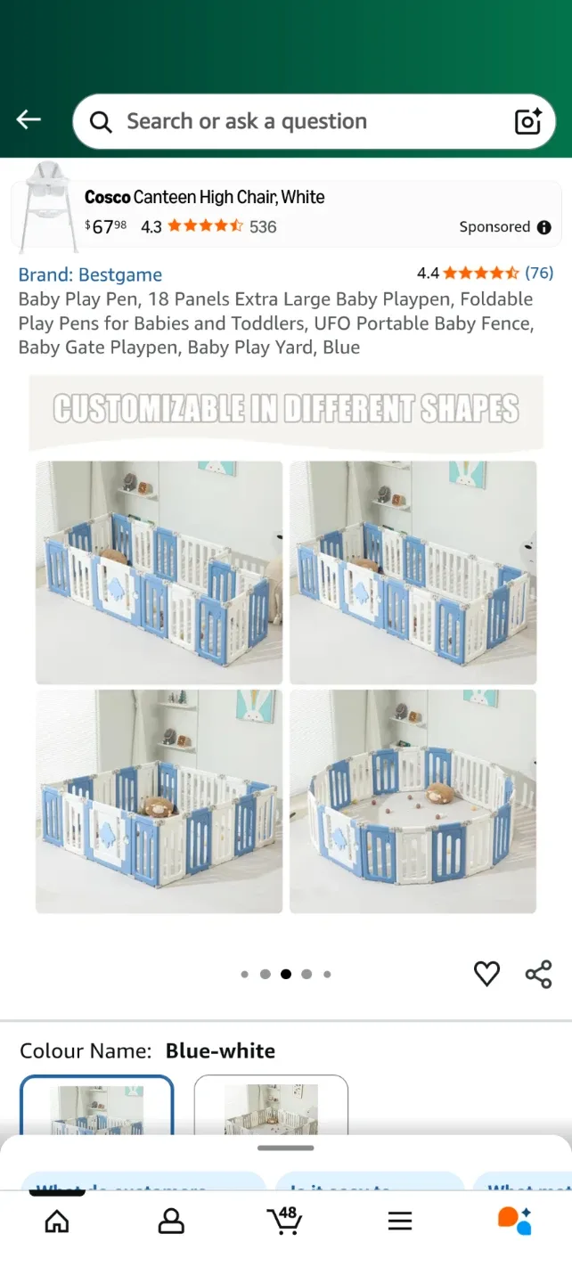 Bestgame Baby Play Pen - Blue & White image indicator(3)
