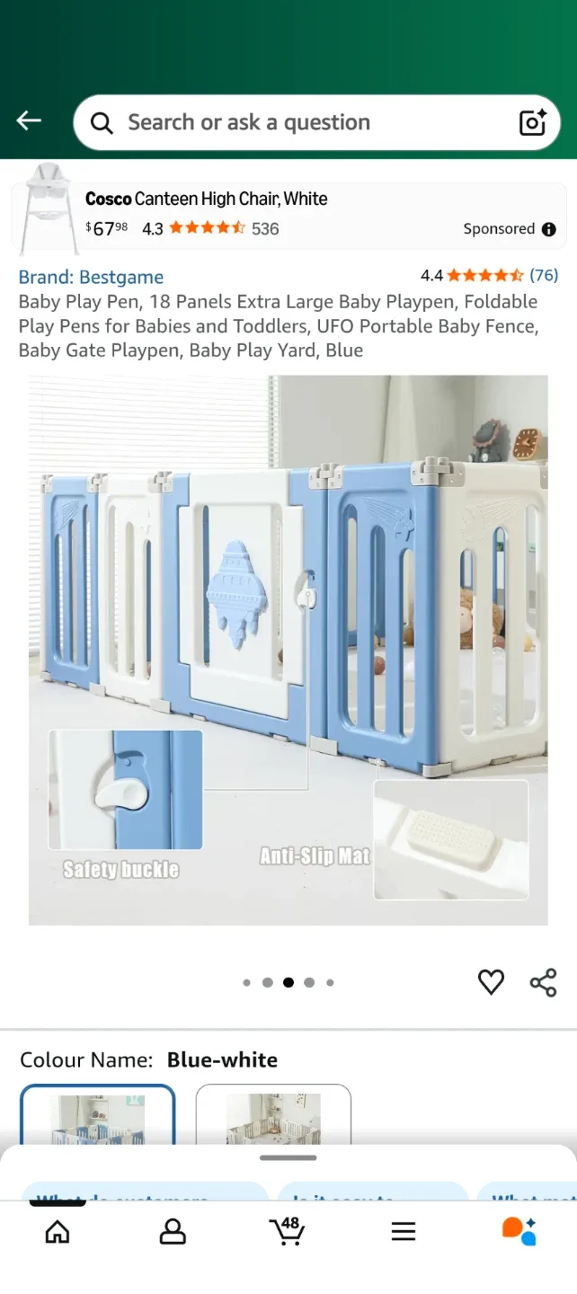 Bestgame Baby Play Pen - Blue & White image indicator(4)
