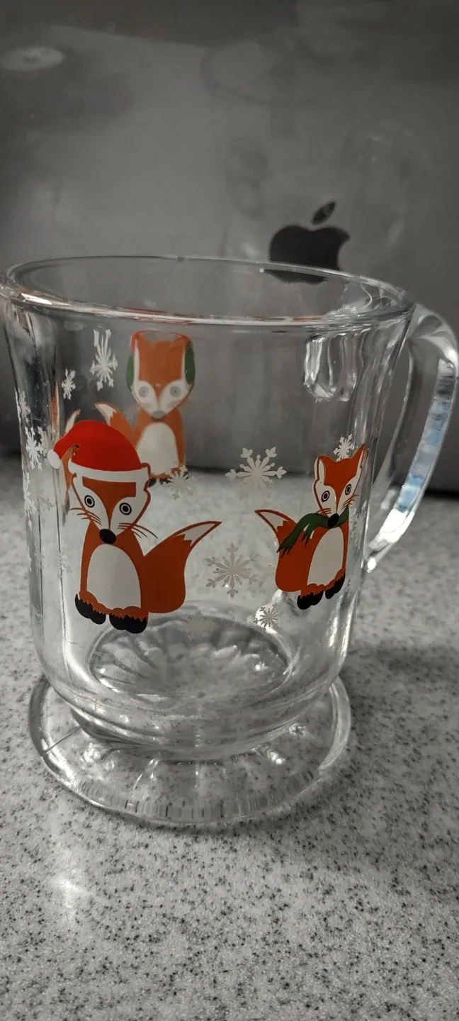 (NEW) Fox Holiday Glass Mug + (free) plastic jar # Cleanout image indicator(3)