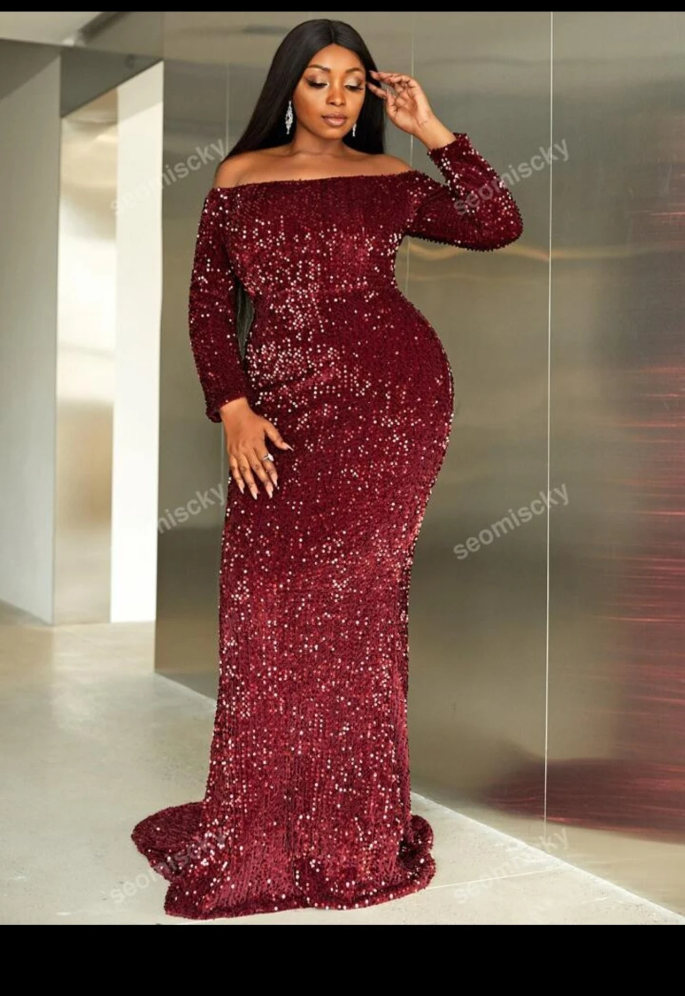 Red sequin dress