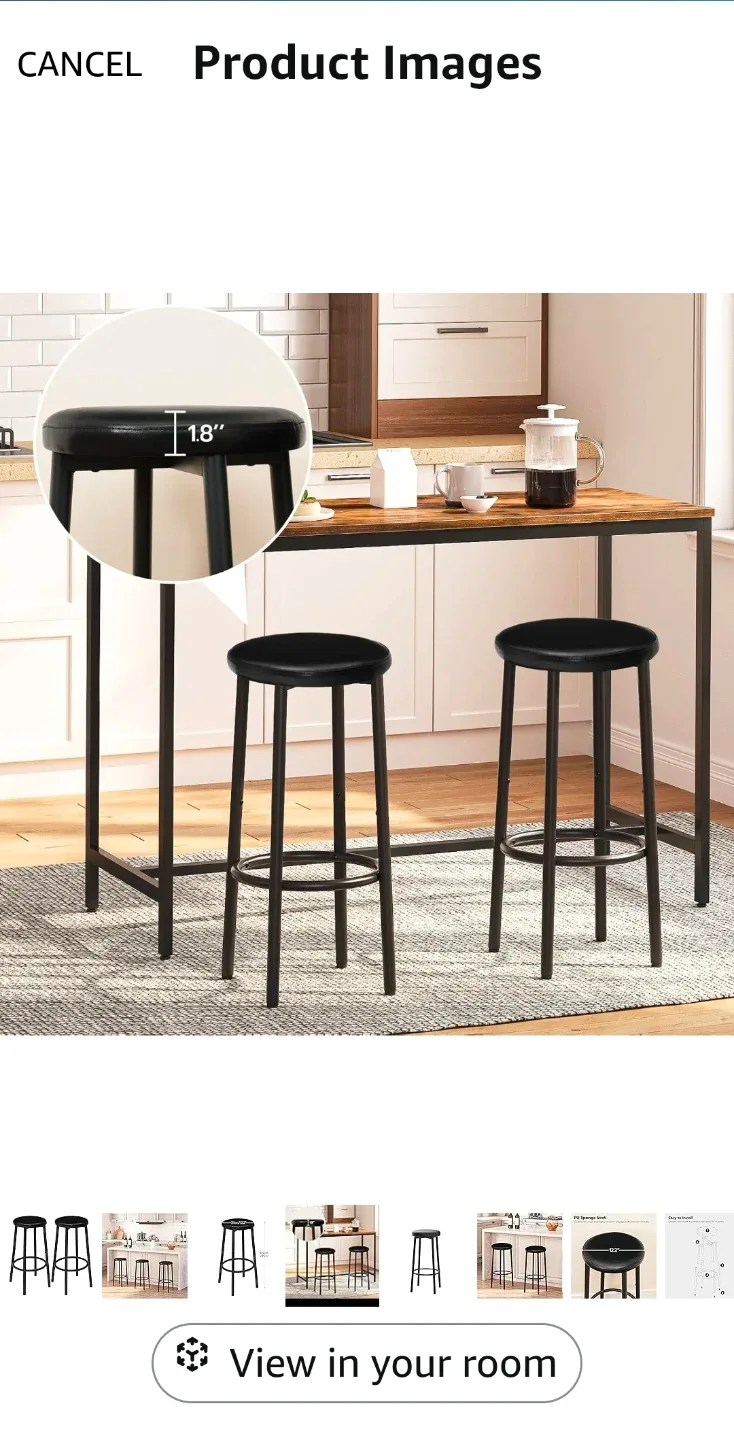 A SET OF 2 HOOBRO Black Bar Stool New image indicator(10)