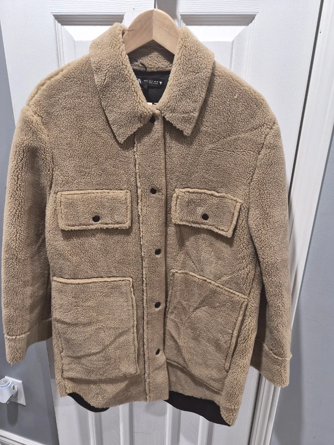 Zara Beige Sherpa Jacket - Size S