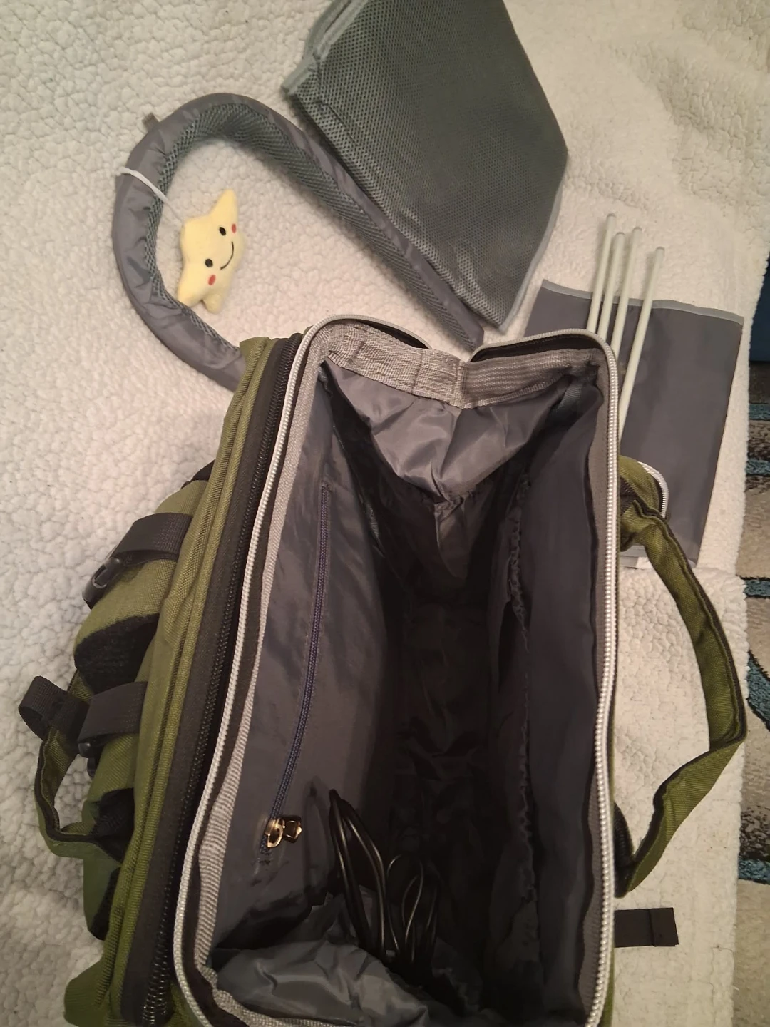 Olive Green Diaper Bag Backpack with Bassinet - photo 3