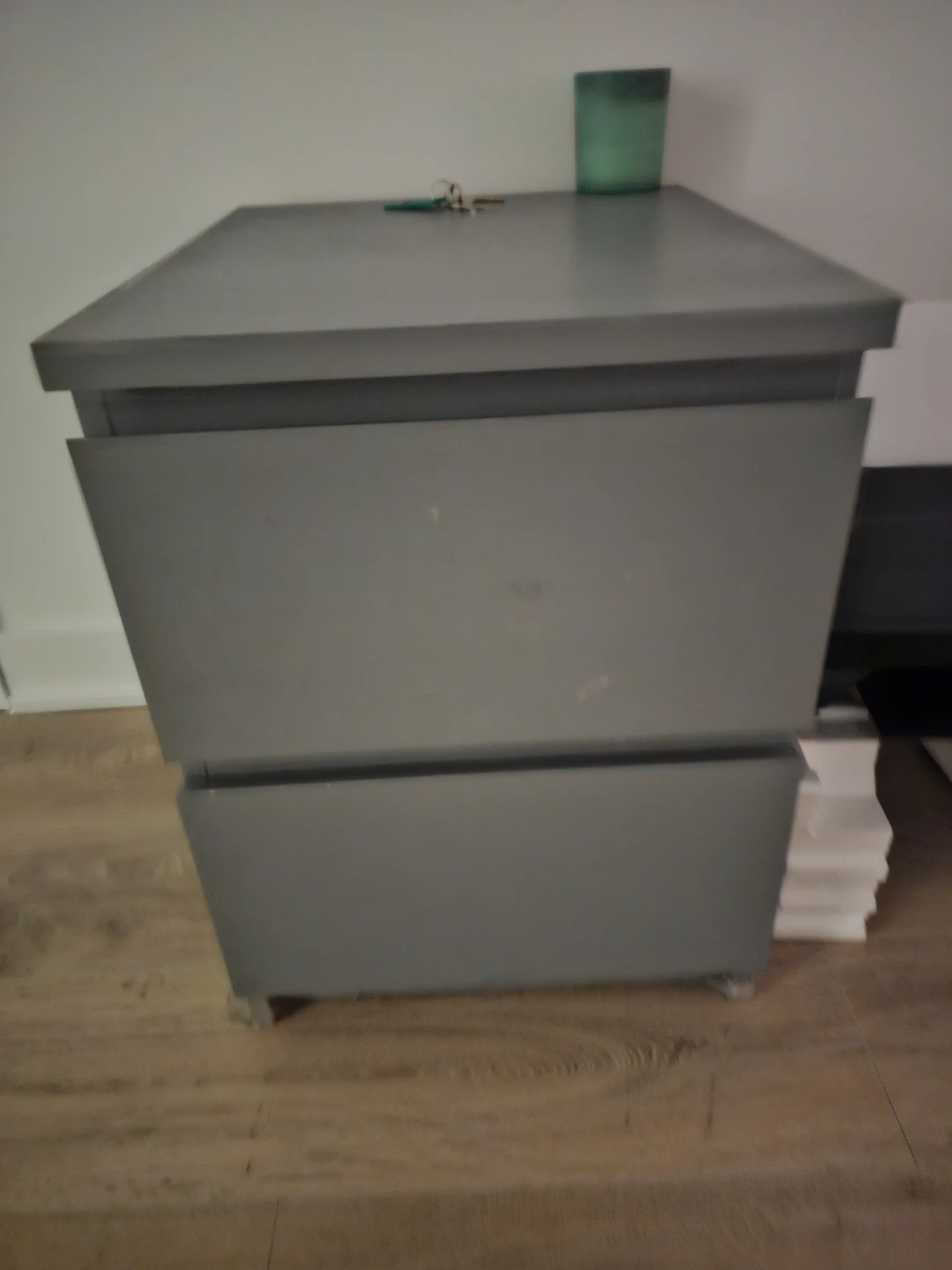 Grey 2-Drawer Nightstand - photo 2