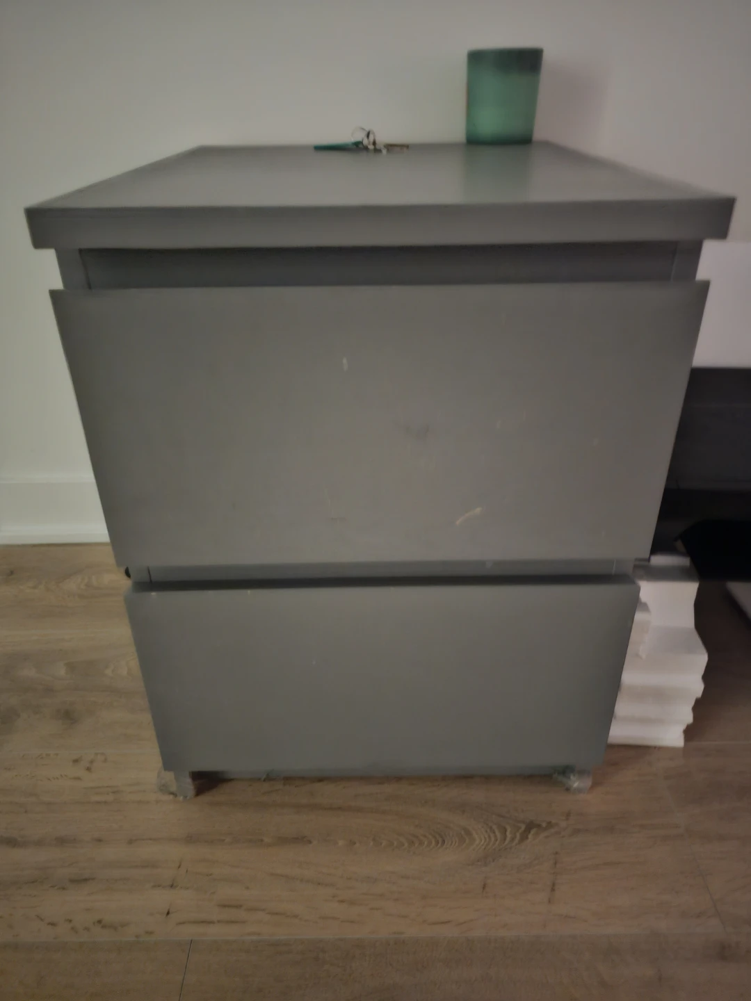 Grey 2-Drawer Nightstand - photo 4
