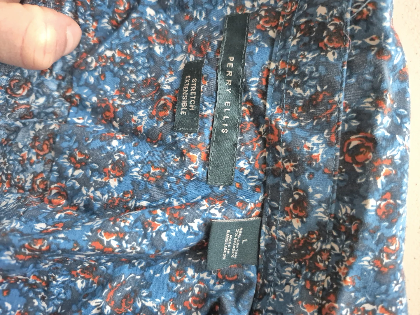 Perry Ellis Floral Print Stretch Button-Down - L - photo 2