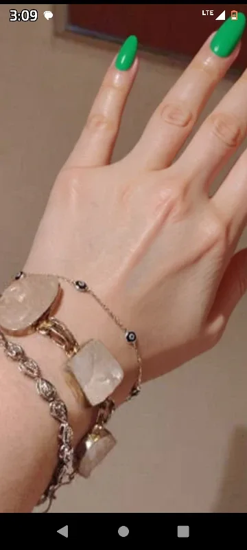 925 Sterling Raw Rose Quartz Bracelet