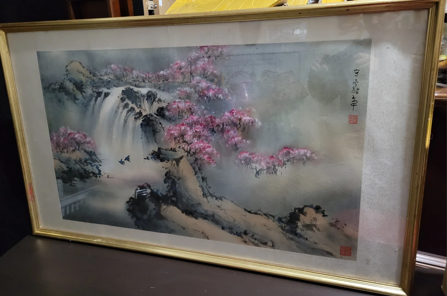 Beautiful Framed Waterfall Painting - 43.5" x 26" - photo 2