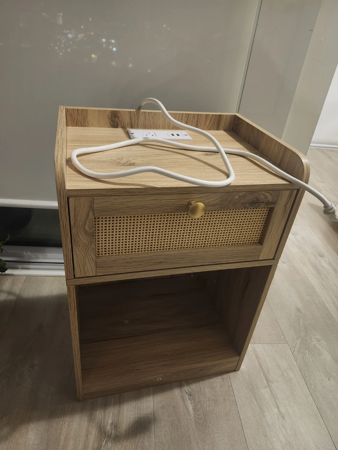Wood Nightstand with Charging Ports  #Cleanout