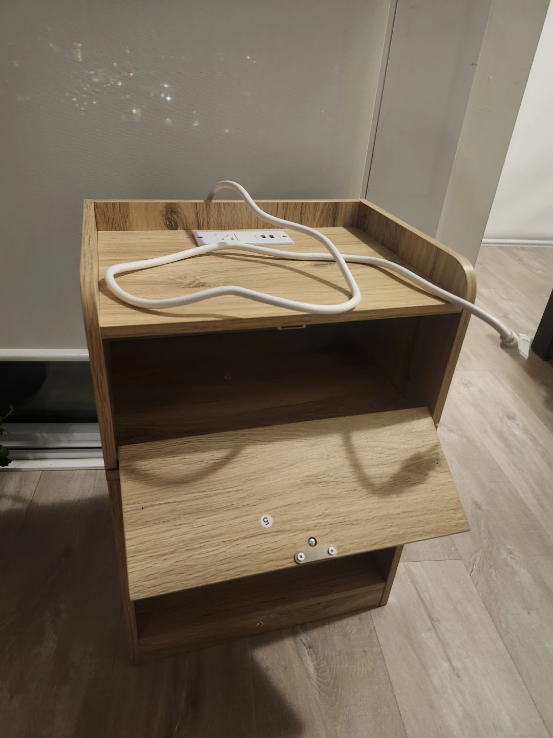 Wood Nightstand with Charging Ports  #Cleanout - photo 2