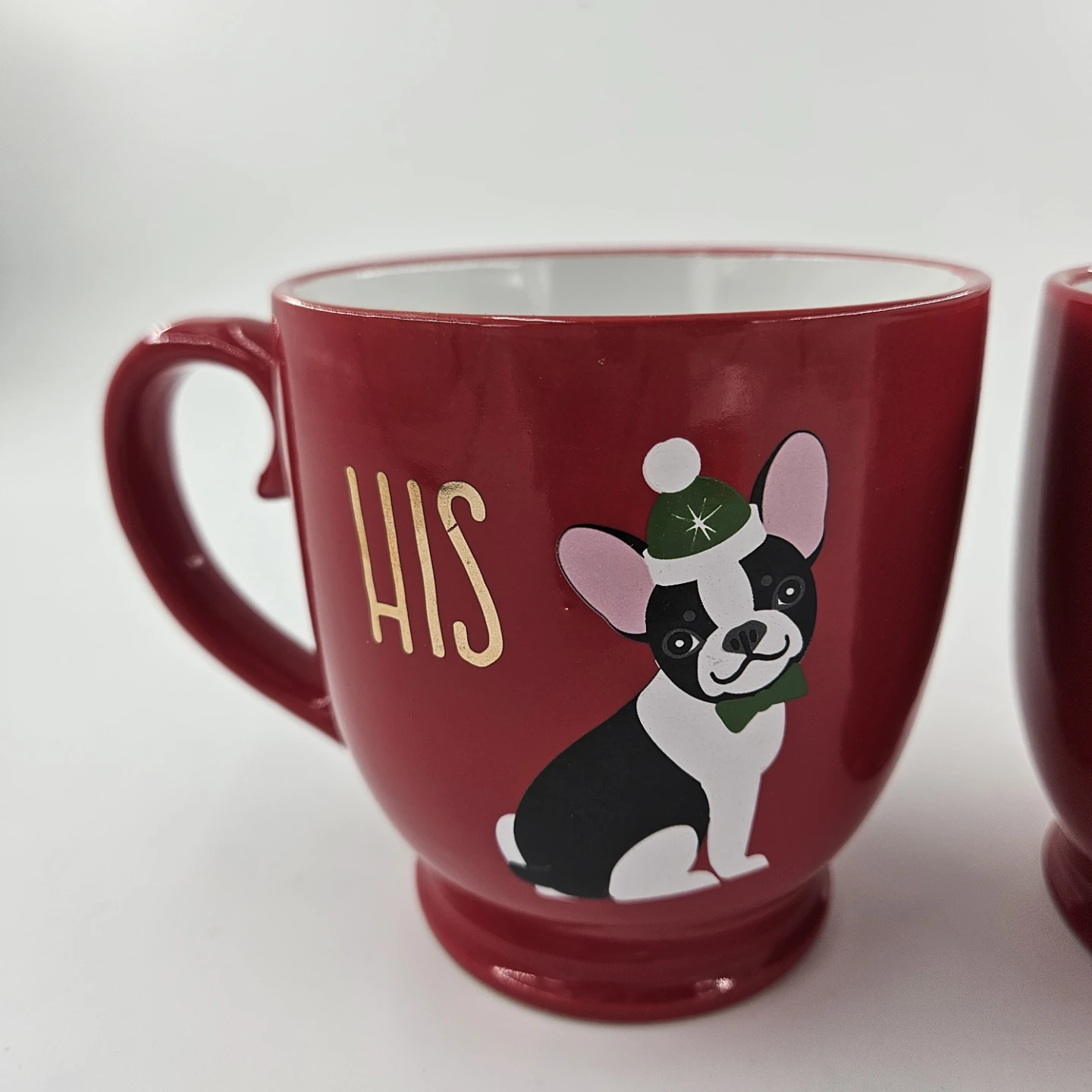 Boston Terrier HIS -HERS  Red Coffee Mugs 16 oz Bulldog Frenchie - photo 3