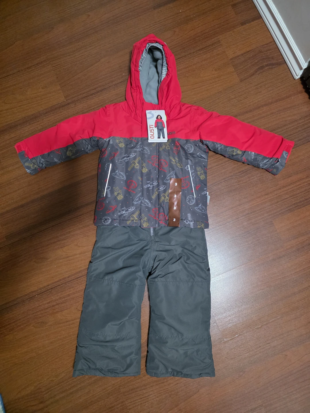 Gusti Ski Snowsuit - Red & Grey - 3 years old.