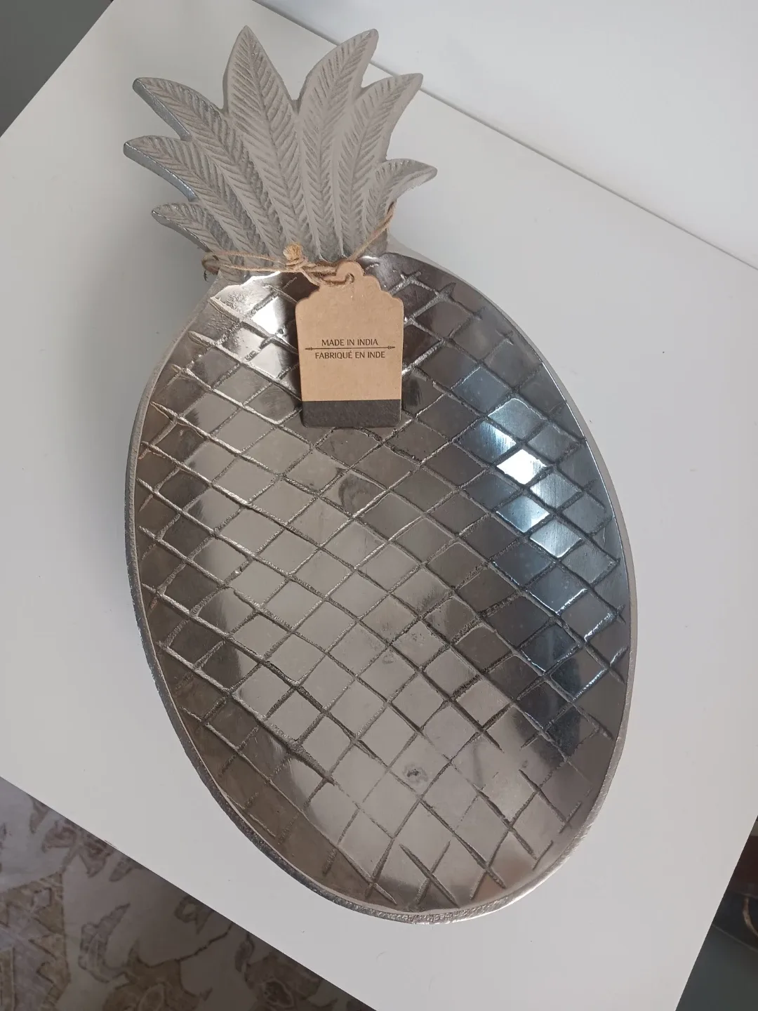 Global Chic: Large Silver Pineapple Decorative