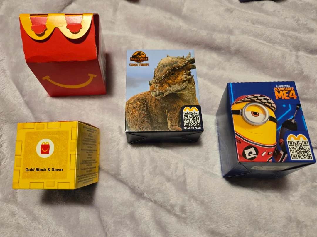 Minecraft, Jurassic World, Despicable Me 4, McD happy meal toy