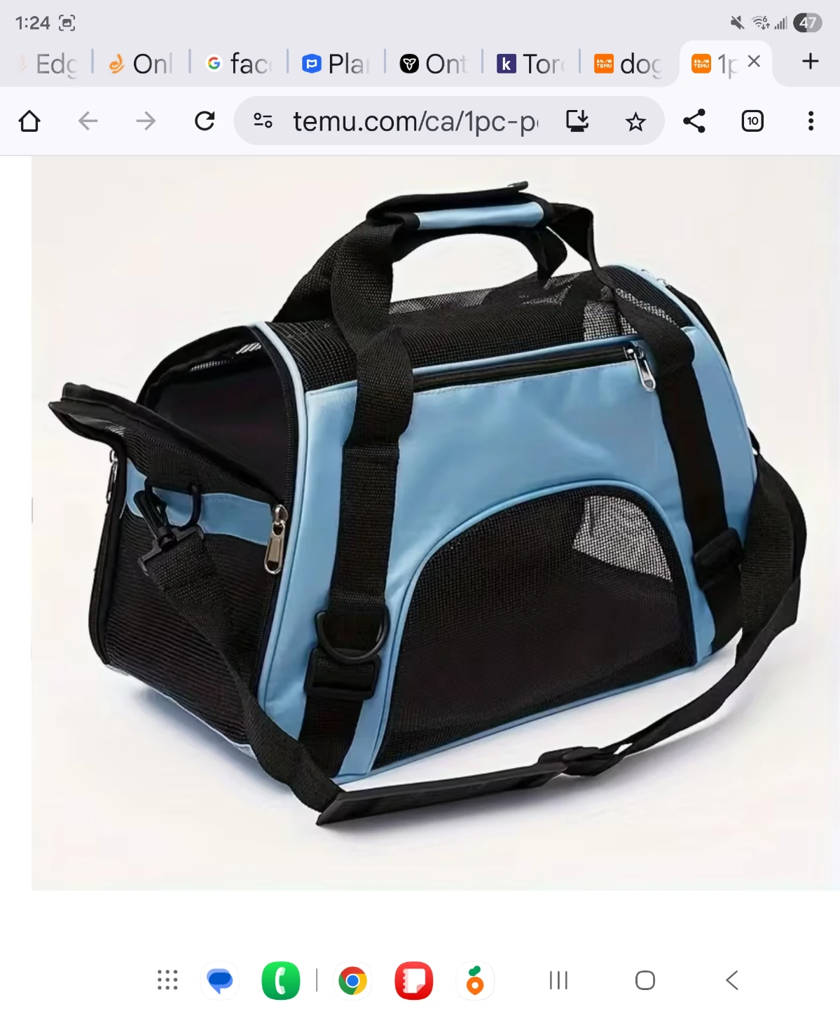 Blue & Black Pet Carrier Bag new