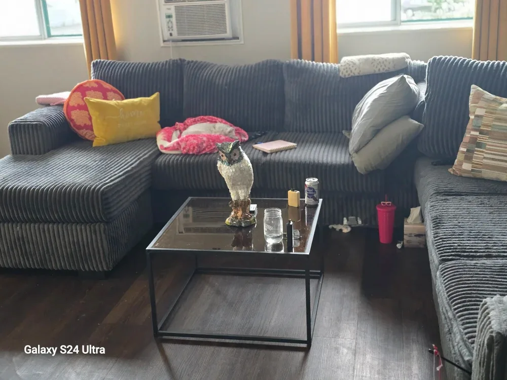 Grey Corduroy Sectional Sofa image indicator(2)