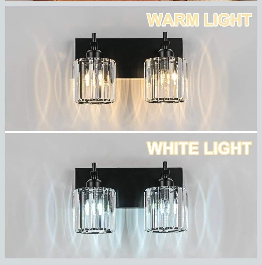 Modern Black 2-Light Bathroom Vanity Light