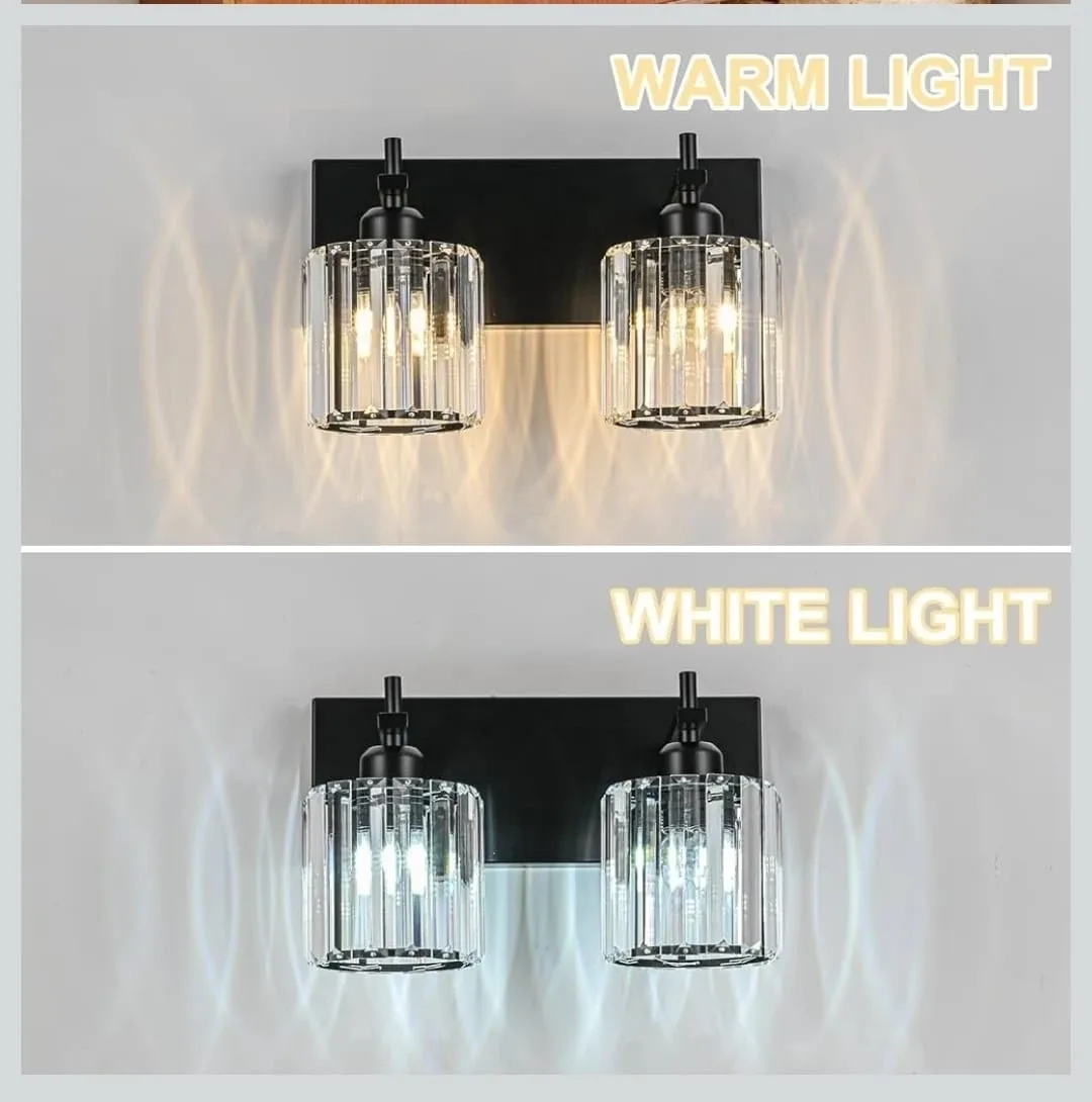 Modern Black 2-Light Bathroom Vanity Light