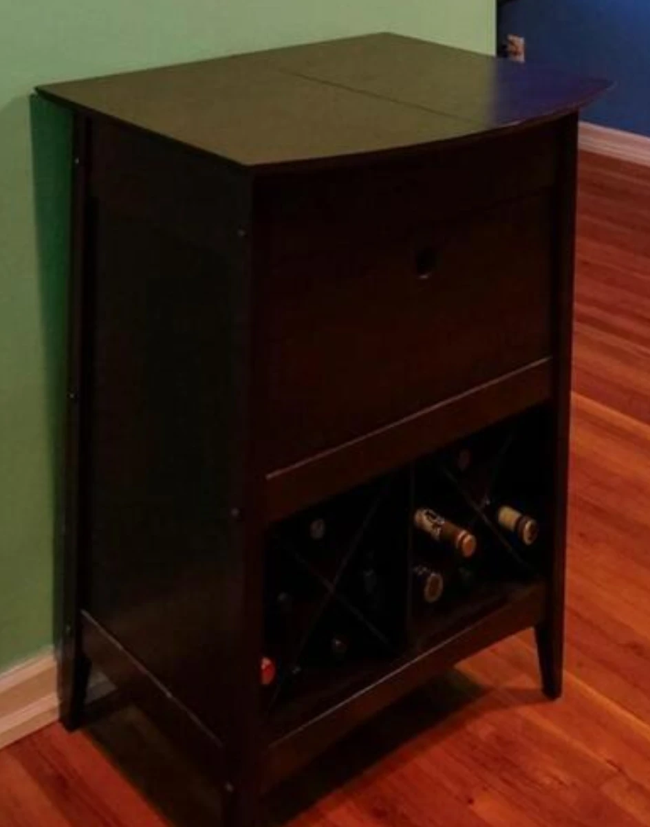 Wine Rack Cabinet w/Glass Holders & Extending Hidden Top