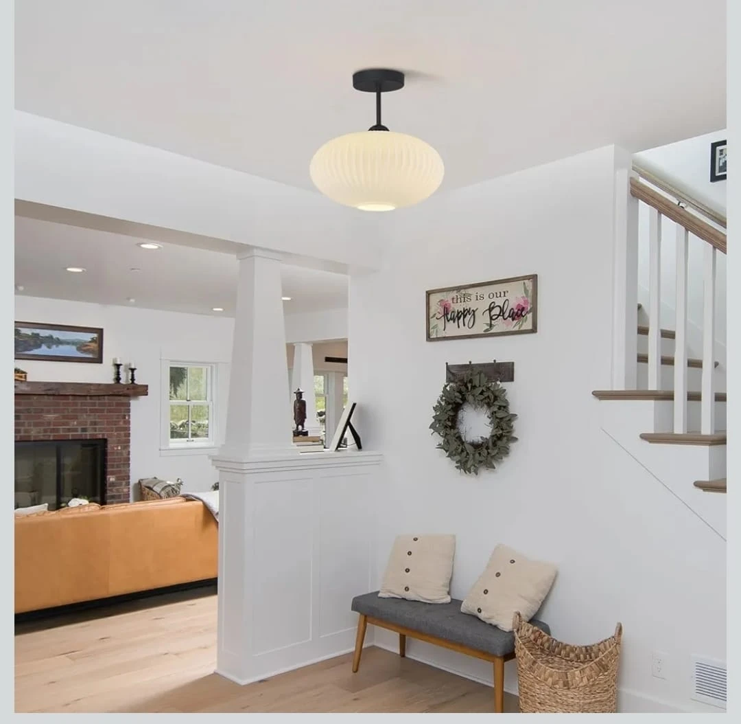 Ribbed Glass Shade Ceiling Light - photo 3