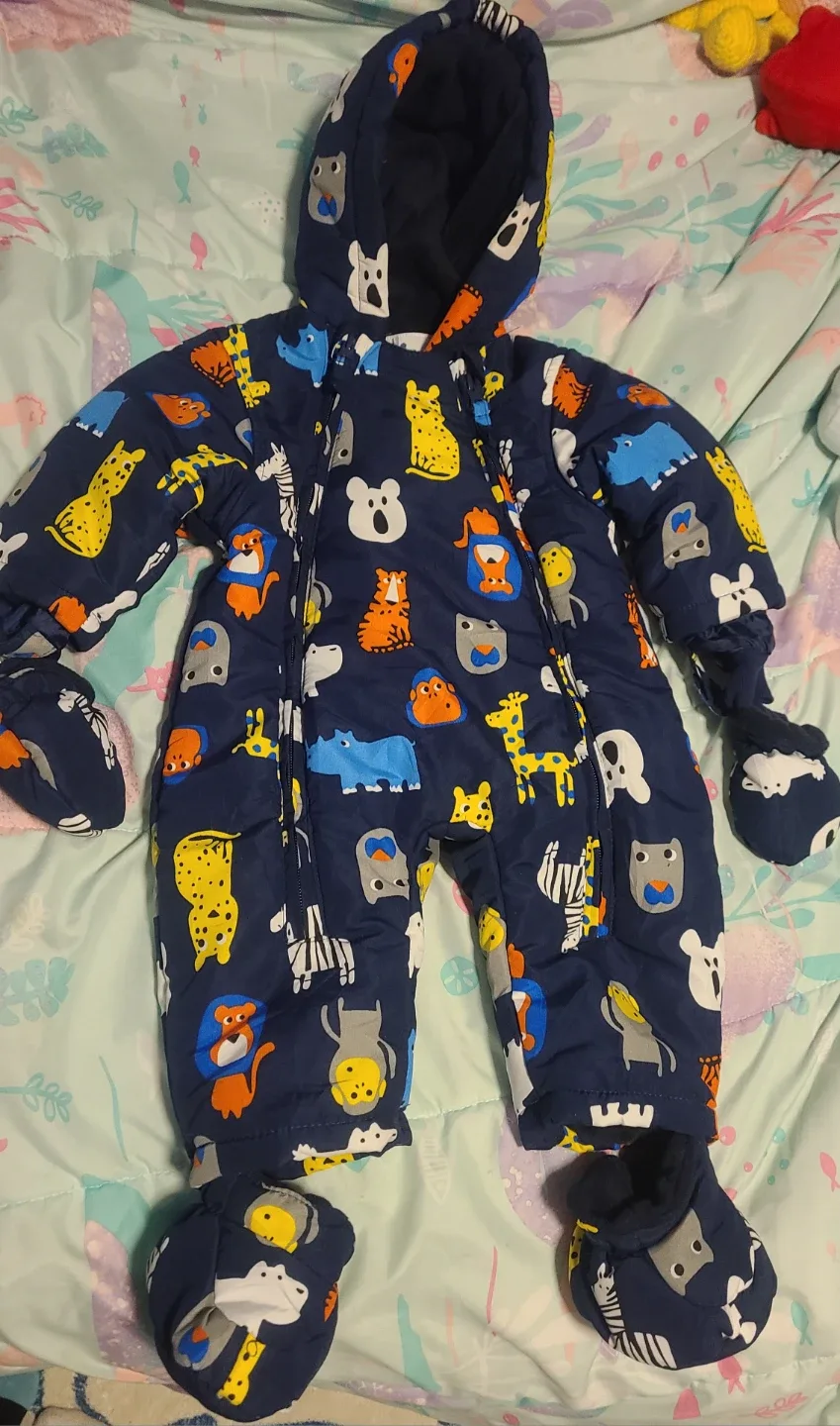 Baby Snowsuit with Animal Print