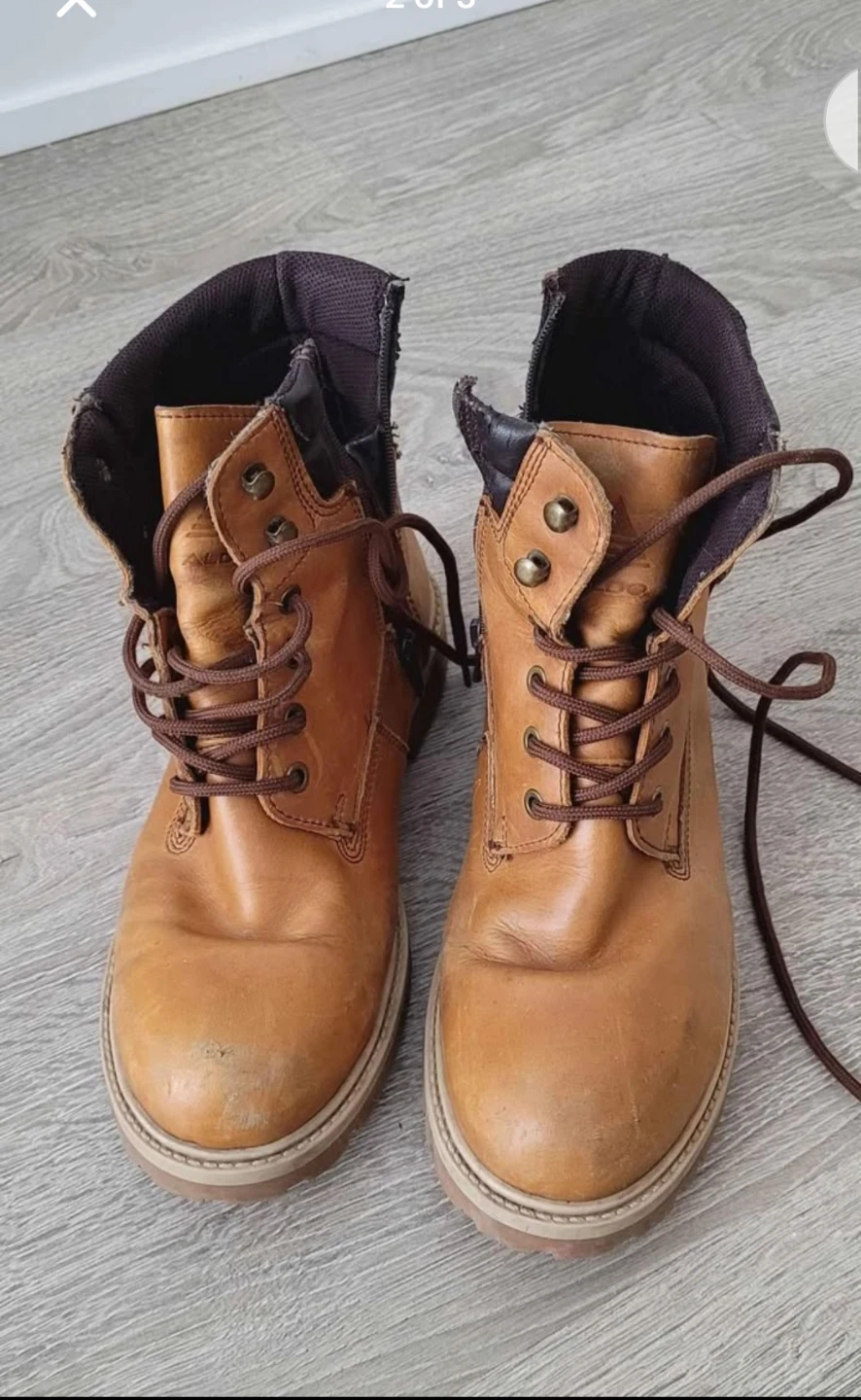Tan Leather Ankle Snow Boots, Size 7.5 - photo 2