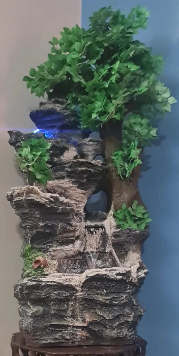Indoor Water Fountain with Artificial Tree
