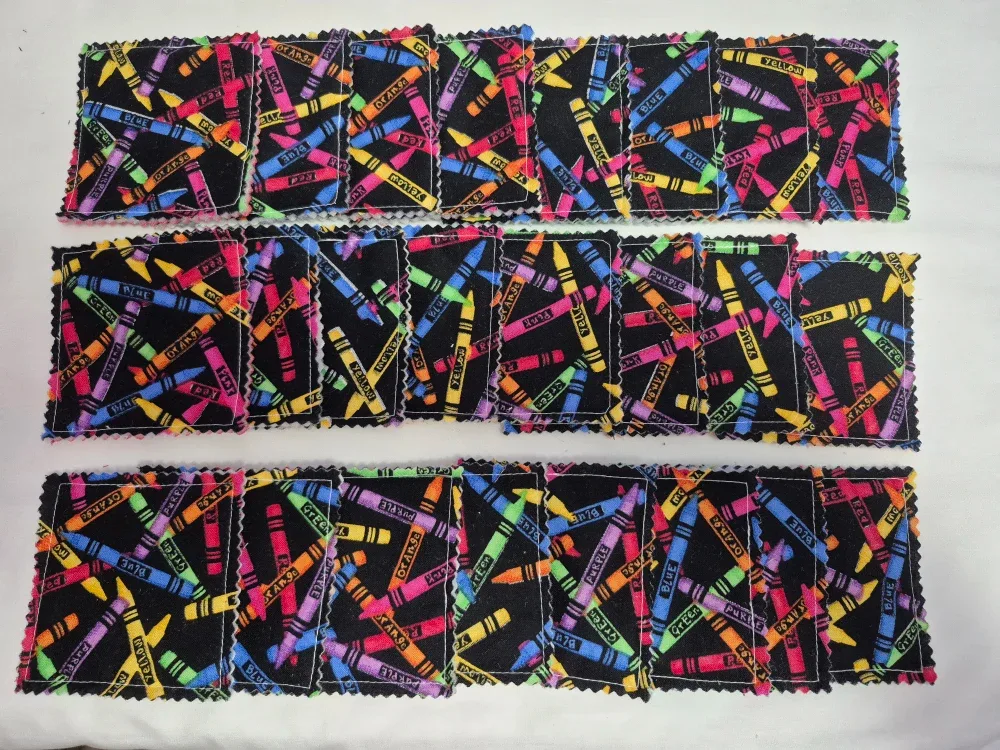 Scrap fabric cards  & drawstring bag memory game image indicator(5)