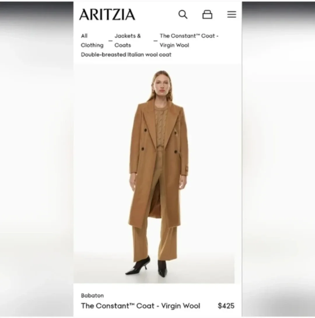 Aritzia Babaton The Constant Coat - Virgin Wool