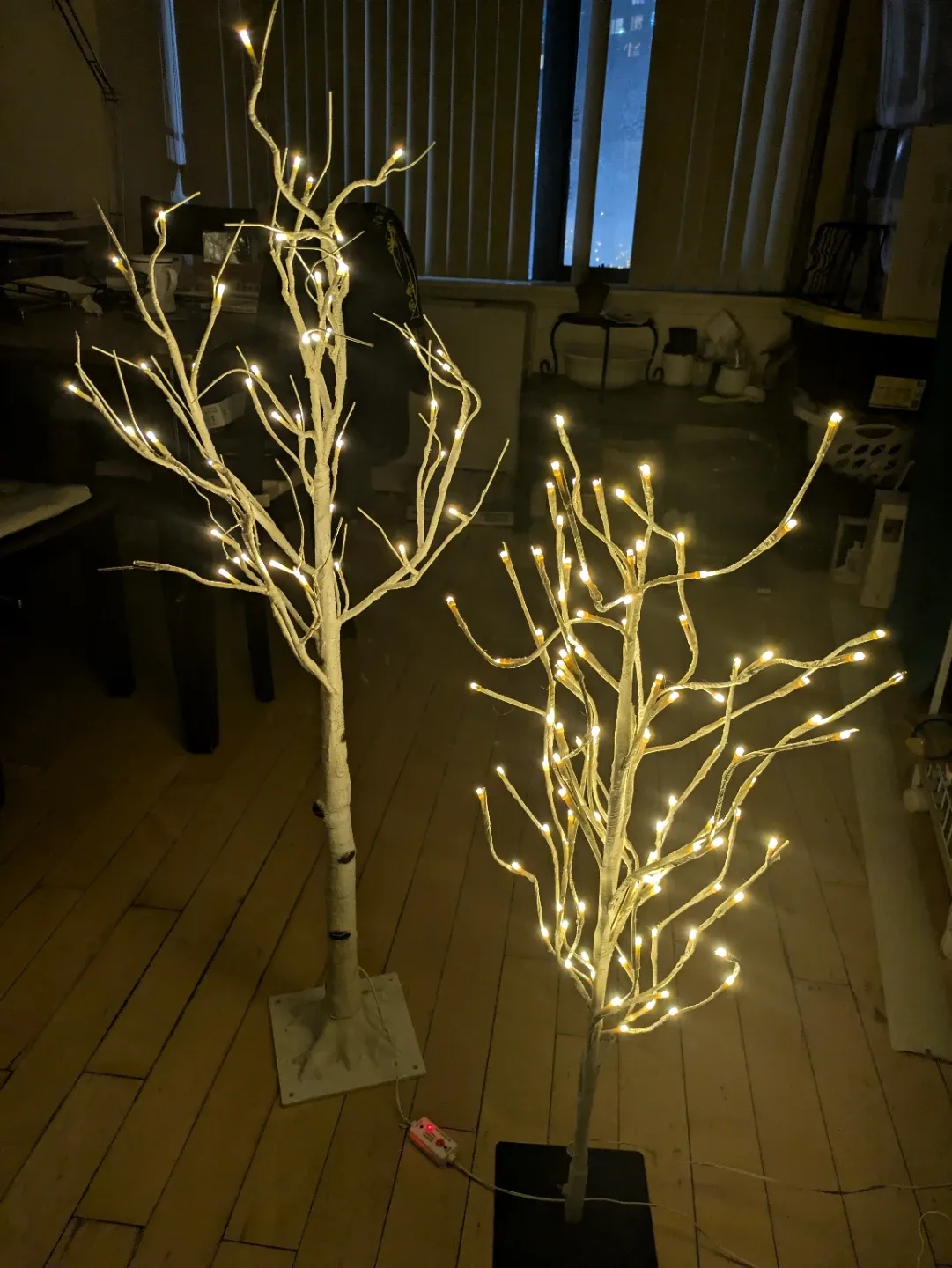 Decorative Lighted Birch Trees - Set of 2