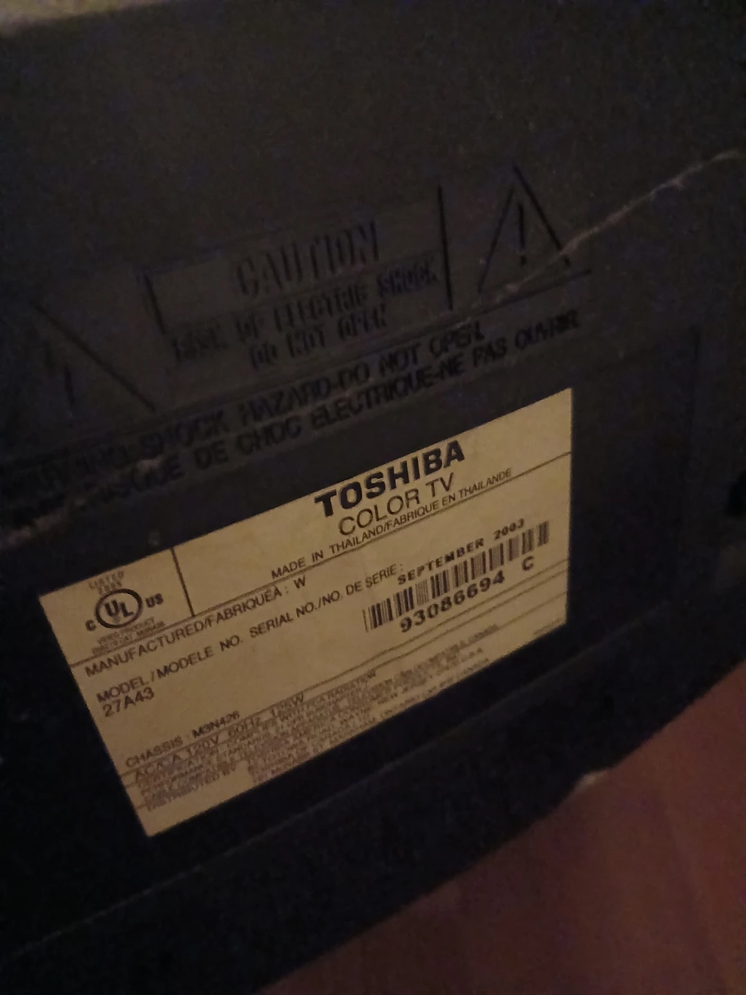 Toshiba Color TV 27A43