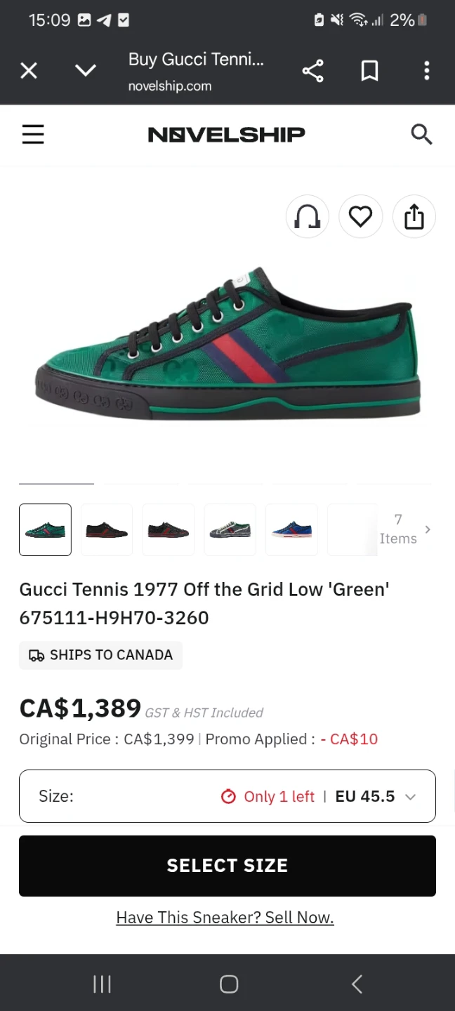 Gucci Tennis 1977 Off the Grid Low 'Green' EU 45.5