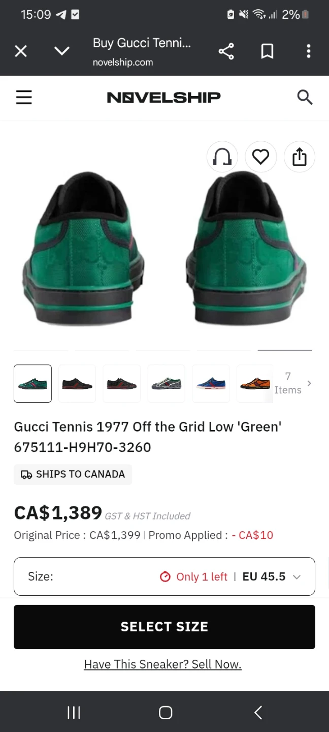 Gucci Tennis 1977 Off the Grid Low 'Green' EU 45.5 - photo 2