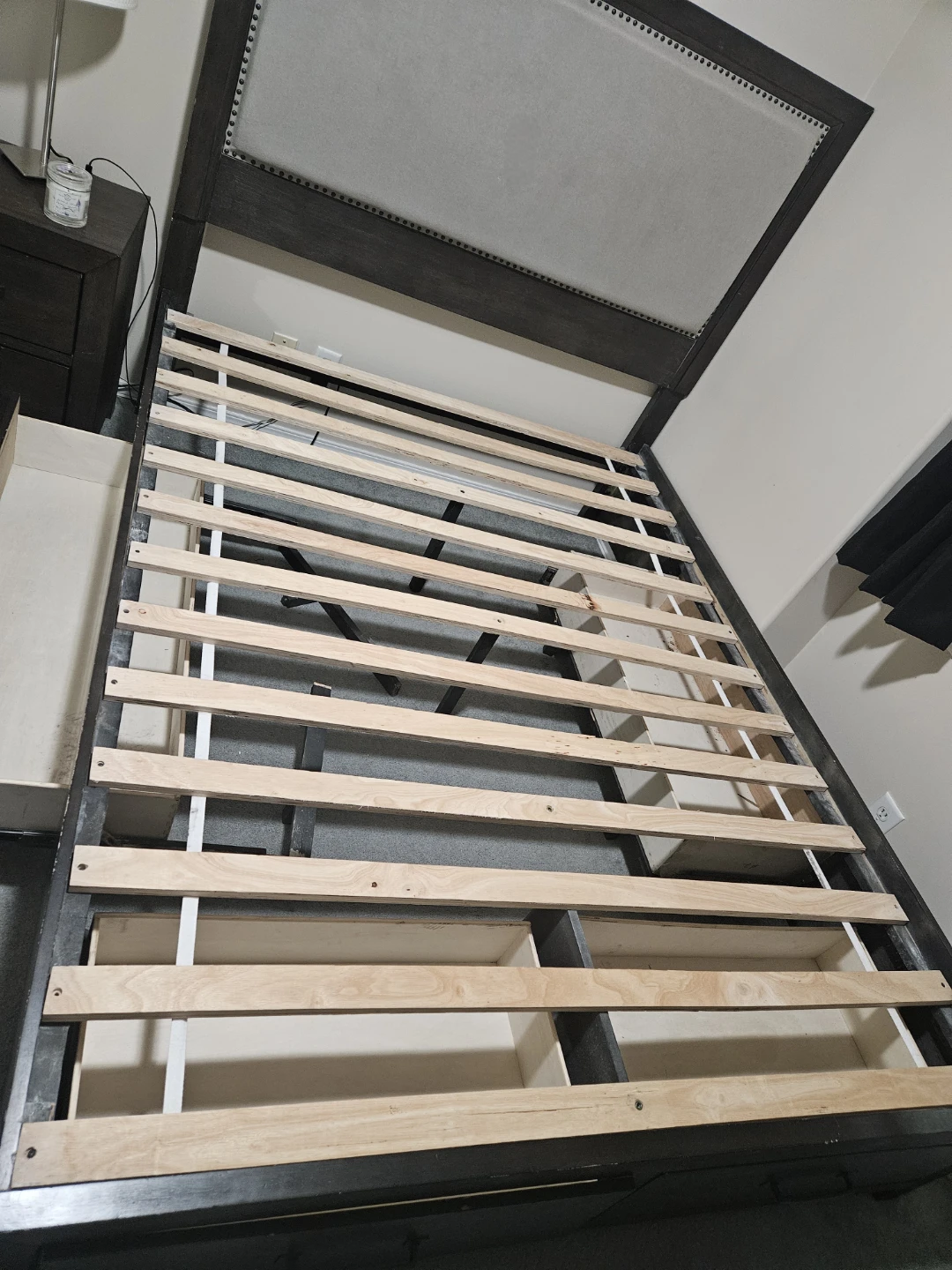 Queen Size Bed Frame with Storage + Night Stand - photo 2