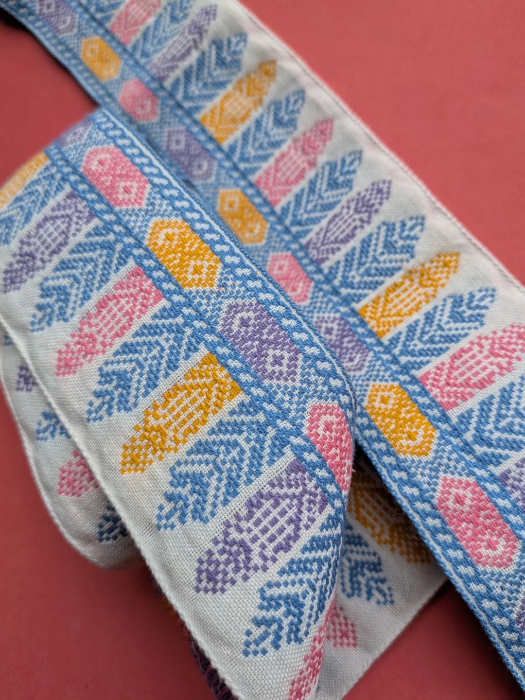 Vintage 1950's rare Jacquard Trim - ONE YARD - photo 4