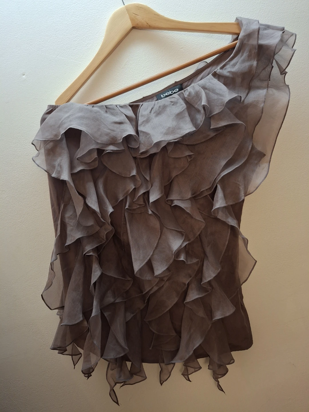 Bebe 100% Silk Ruffle Top
