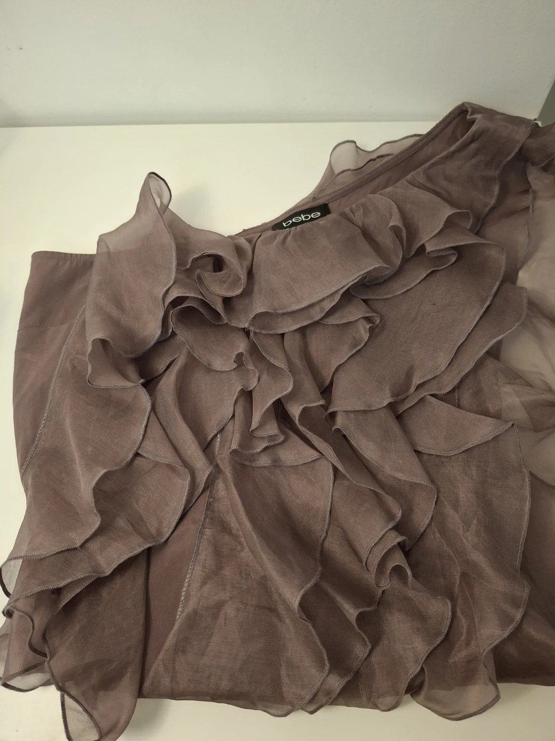 Bebe 100% Silk Ruffle Top - photo 2