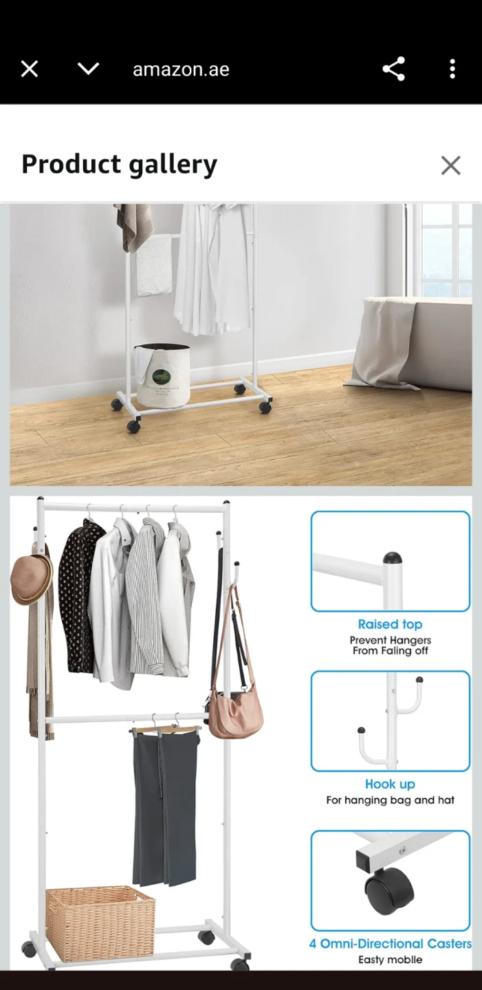 New Double Rod Clothes Rack - White - photo 4