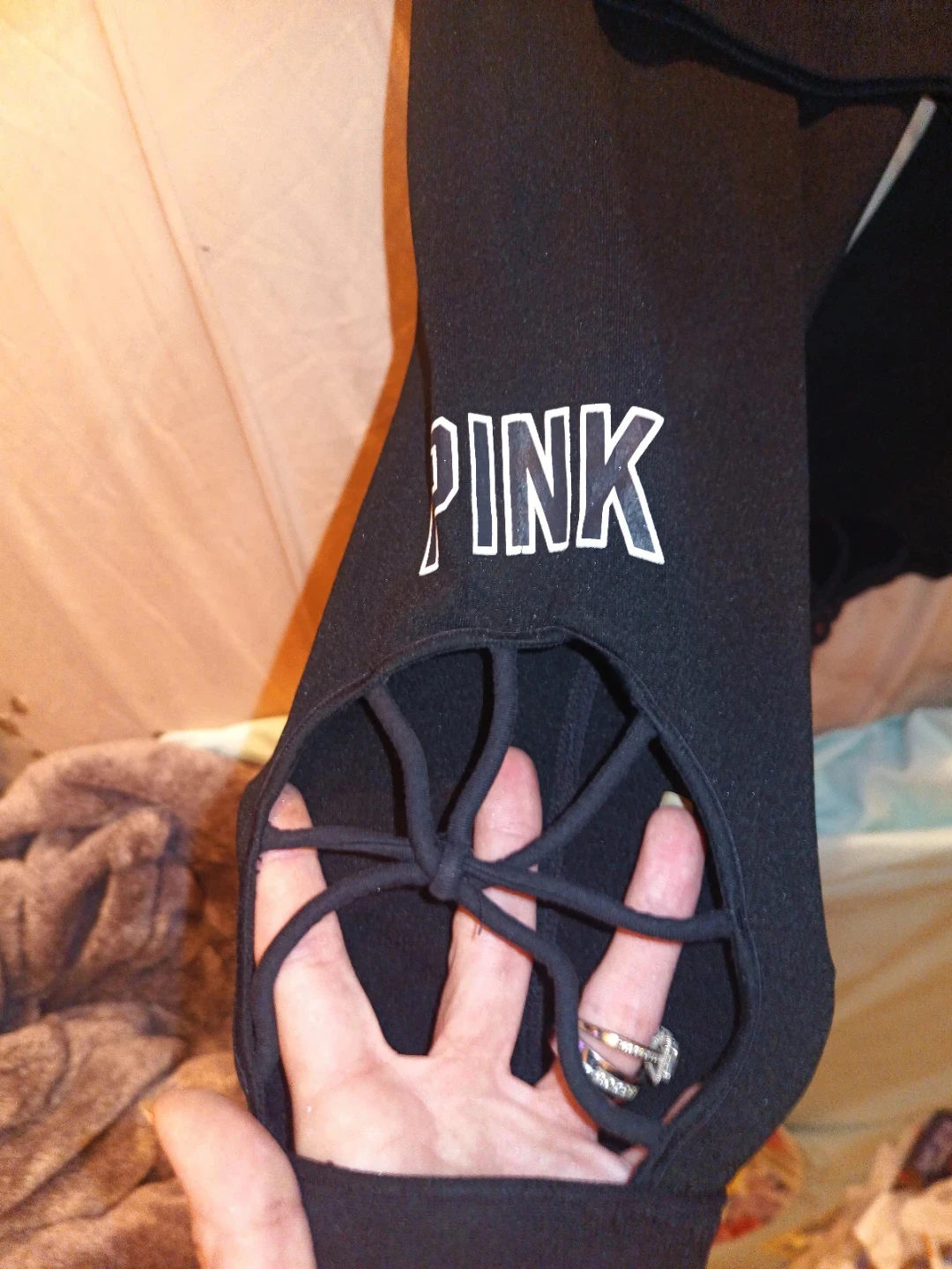 PINK Black Tie-Up Leggings - photo 3