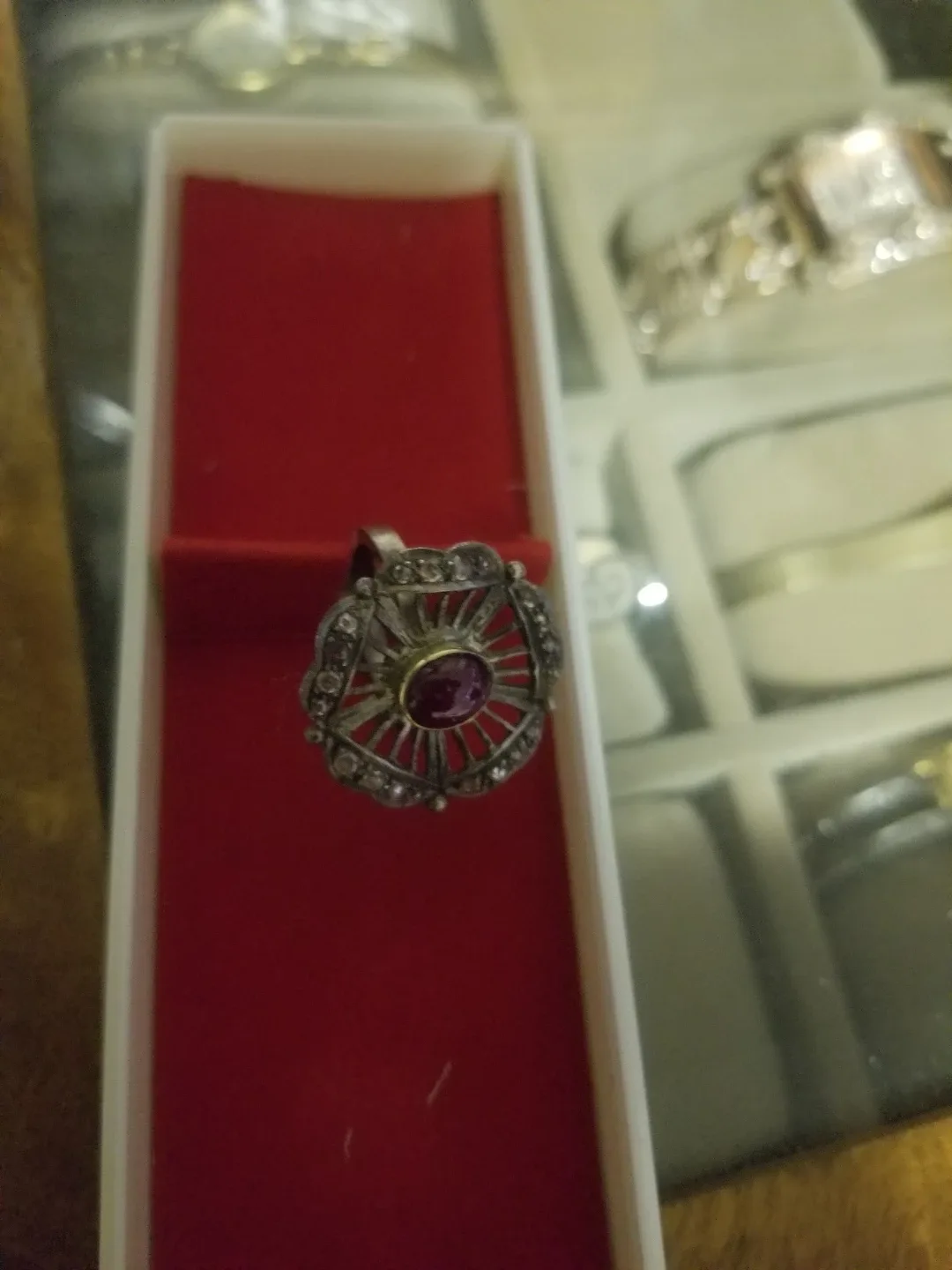 Vintage Silver Ring with Purple Stone