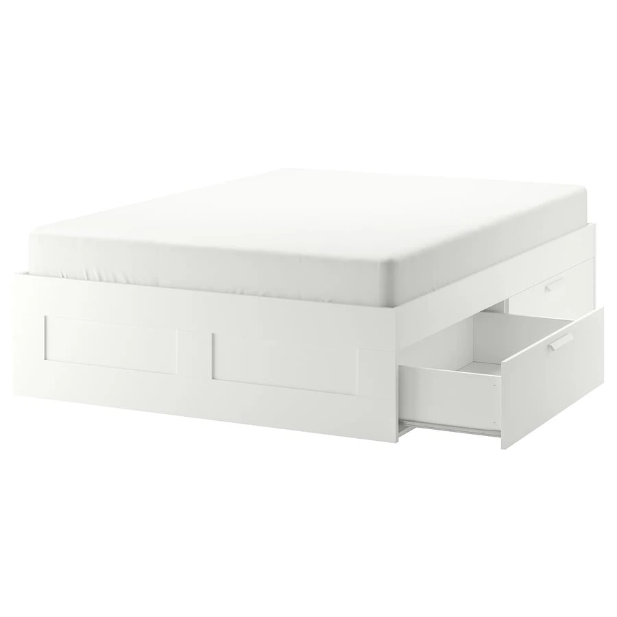 IKEA MALM White Bed Frame with 4 storage with Slats