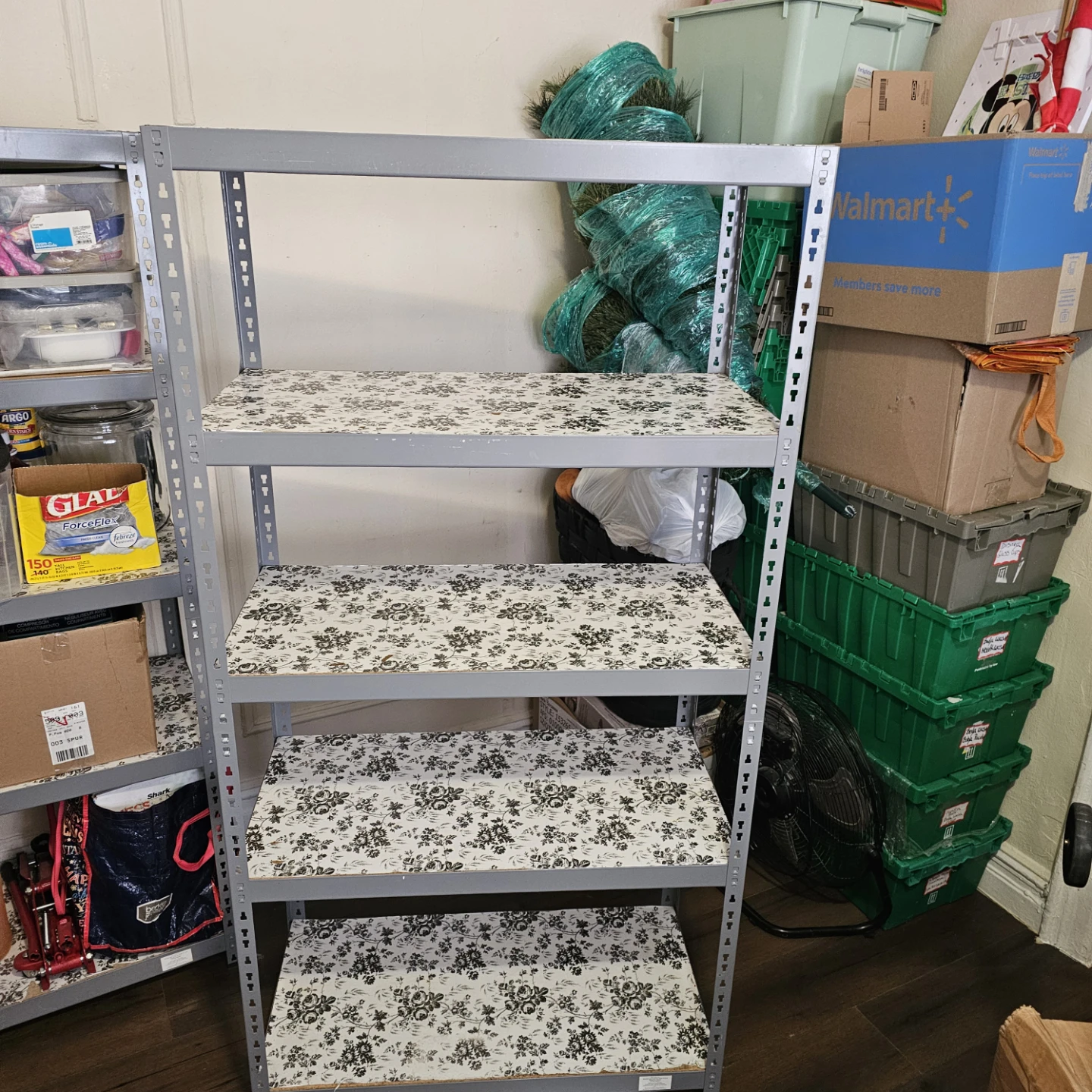 2  5-Tier Gray Metal Storage Shelf $25 each or $40 for both