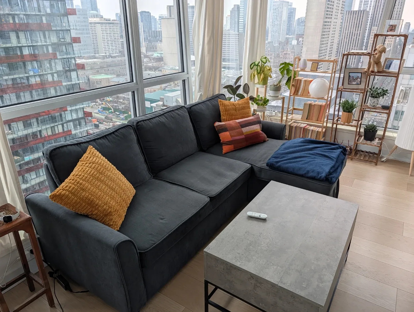 Grey Sectional (Pull out) Sofa with Storage
