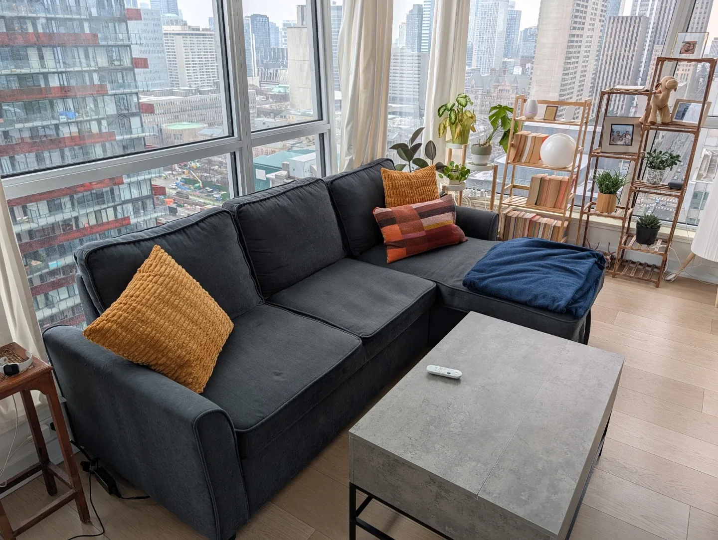 Grey Sectional (Pull out) Sofa with Storage image indicator(2)