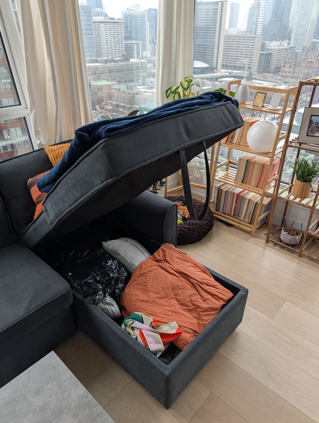 Grey Sectional (Pull out) Sofa with Storage - photo 3