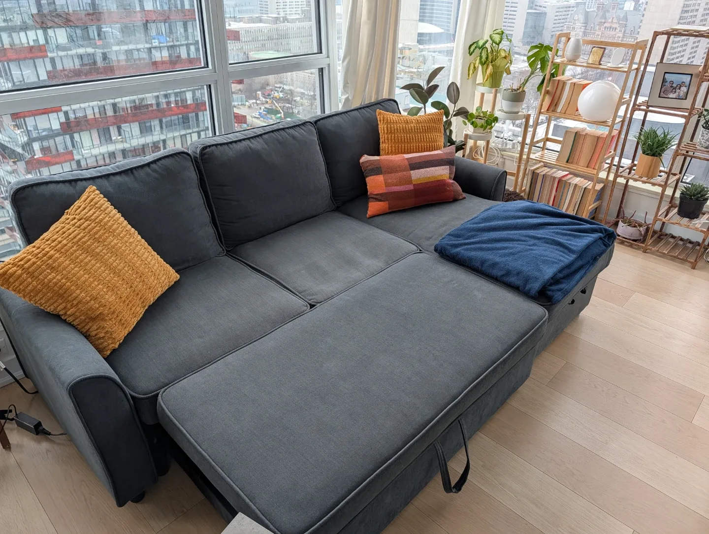 Grey Sectional (Pull out) Sofa with Storage image indicator(4)