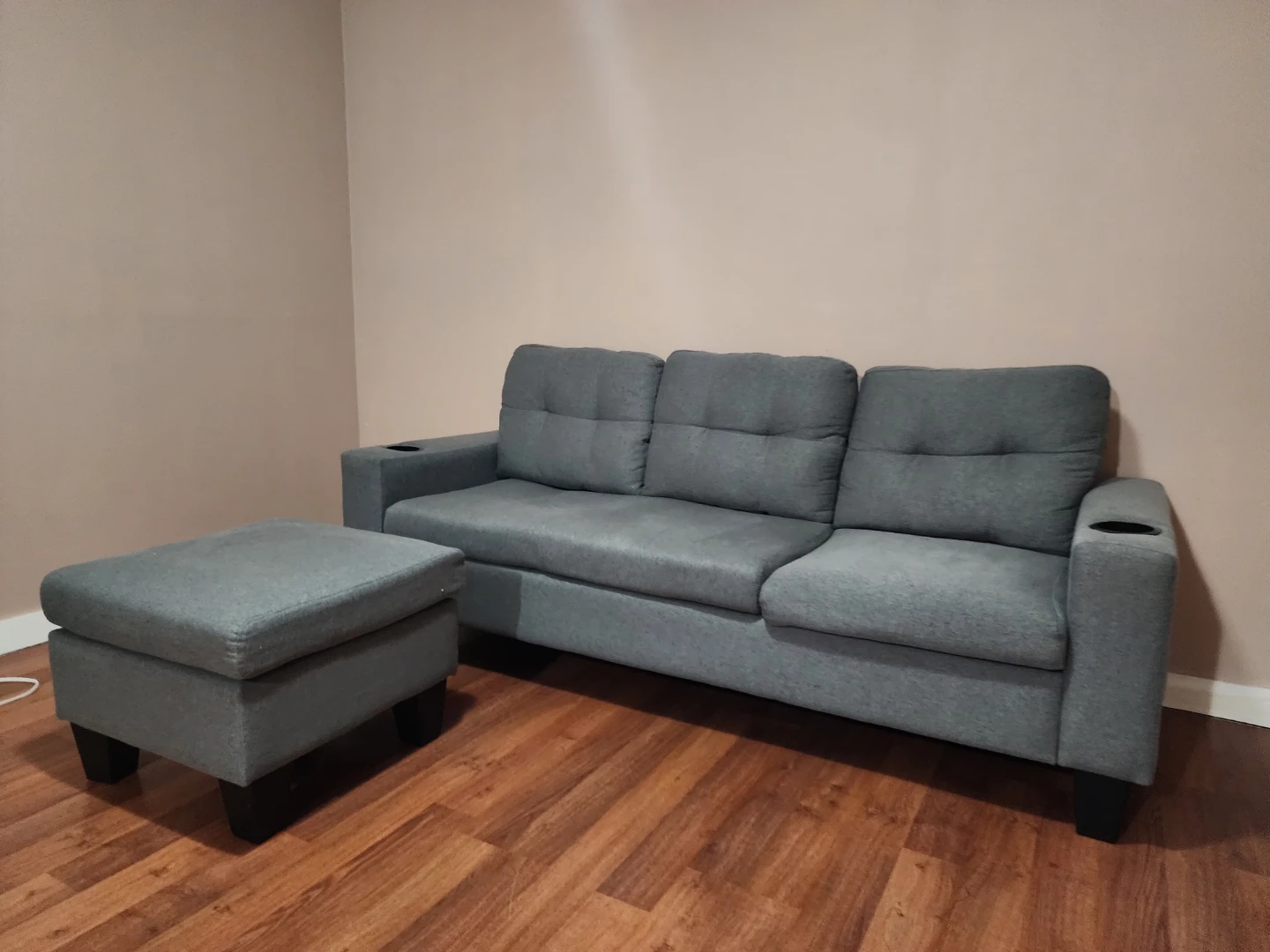 Grey Sectional Sofa with Ottoman - photo 2